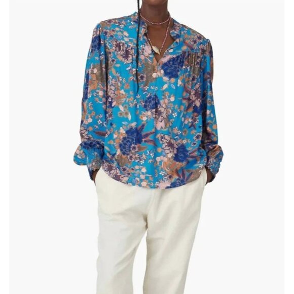 Xirena Button Up Emilia Top Womens Size M Femme Boho Fairycore Cerulean Medley - Picture 1 of 10